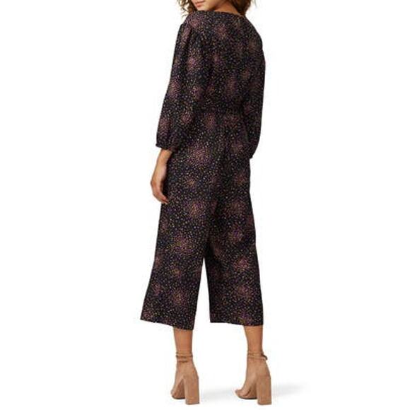 Kate Spade Disco Dots Jumpsuit Crepe V Neck Black Belted Wrap Crepe 8 - Picture 2 of 13